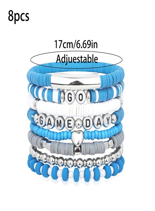 Sanyaa Silver Blue Game Day Football Bracelets (Blue+Silver) - Image 5